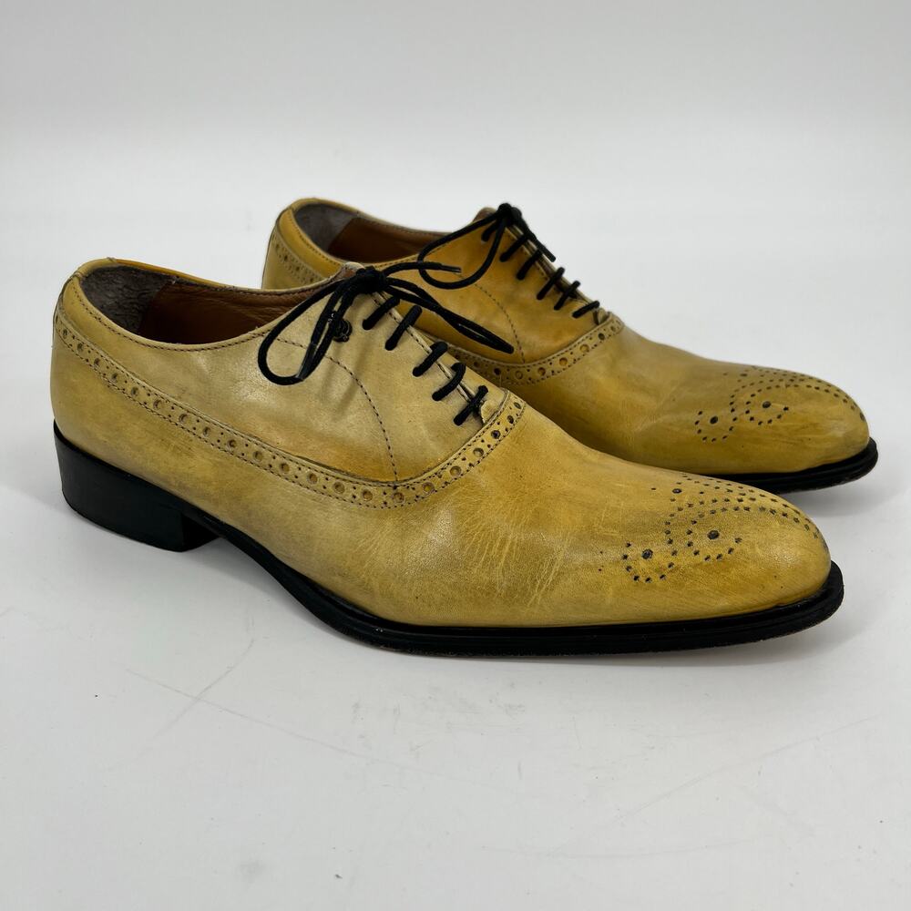 Bespoke Shoes Italy Wingtip Oxford EU 40 US Men 7-7.5 Women 9-9.5 Butter Yellow